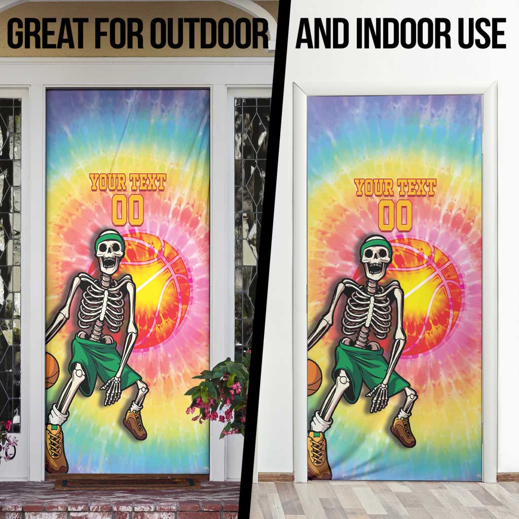 Lithuania Basketball Custom Door Cover 100th Anniversary Skeleton Colorful Tie Dye - Wonder Print Shop