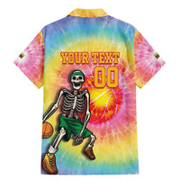 Lithuania Basketball Custom Family Matching Mermaid Dress and Hawaiian Shirt 100th Anniversary Skeleton Colorful Tie Dye - Wonder Print Shop