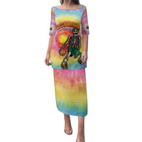 Lithuania Basketball Custom Family Matching Puletasi and Hawaiian Shirt 100th Anniversary Skeleton Colorful Tie Dye - Wonder Print Shop