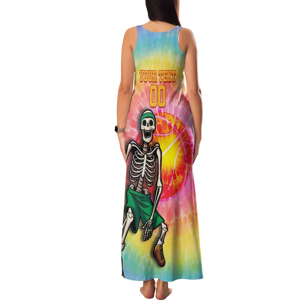 Lithuania Basketball Custom Family Matching Tank Maxi Dress and Hawaiian Shirt 100th Anniversary Skeleton Colorful Tie Dye - Wonder Print Shop
