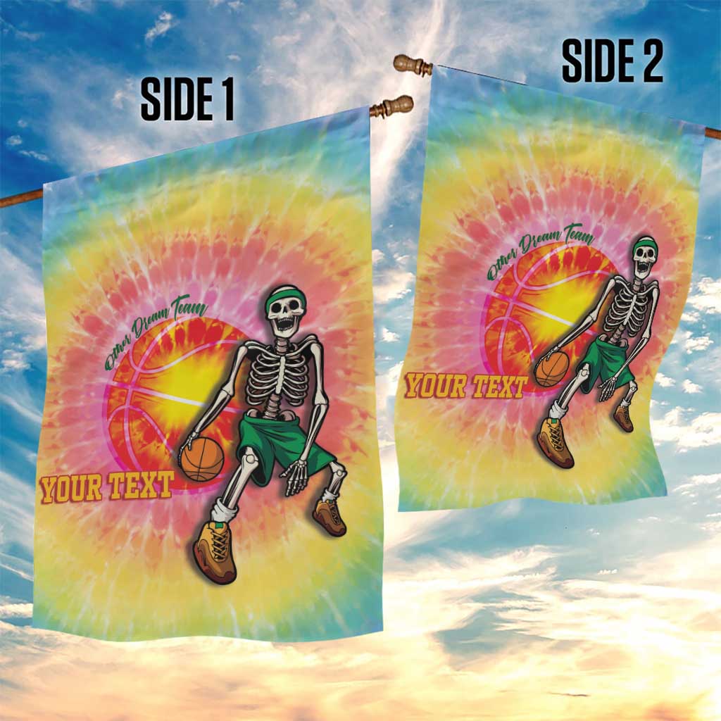 Lithuania Basketball Custom Garden Flag 100th Anniversary Skeleton Colorful Tie Dye - Wonder Print Shop