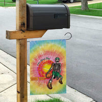 Lithuania Basketball Custom Garden Flag 100th Anniversary Skeleton Colorful Tie Dye - Wonder Print Shop