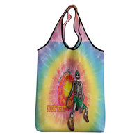 Lithuania Basketball Custom Grocery Bag 100th Anniversary Skeleton Colorful Tie Dye - Wonder Print Shop