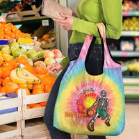 Lithuania Basketball Custom Grocery Bag 100th Anniversary Skeleton Colorful Tie Dye - Wonder Print Shop