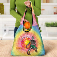 Lithuania Basketball Custom Grocery Bag 100th Anniversary Skeleton Colorful Tie Dye - Wonder Print Shop