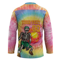Lithuania Basketball Custom Hockey Jersey 100th Anniversary Skeleton Colorful Tie Dye - Wonder Print Shop