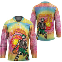 Lithuania Basketball Custom Hockey Jersey 100th Anniversary Skeleton Colorful Tie Dye - Wonder Print Shop