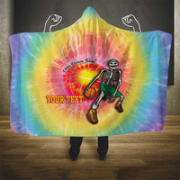 Lithuania Basketball Custom Hooded Blanket 100th Anniversary Skeleton Colorful Tie Dye - Wonder Print Shop