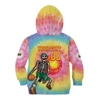 Lithuania Basketball Custom Kid Hoodie 100th Anniversary Skeleton Colorful Tie Dye - Wonder Print Shop