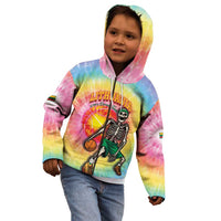 Lithuania Basketball Custom Kid Hoodie 100th Anniversary Skeleton Colorful Tie Dye - Wonder Print Shop