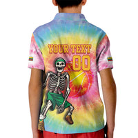 Lithuania Basketball Custom Kid Polo Shirt 100th Anniversary Skeleton Colorful Tie Dye - Wonder Print Shop