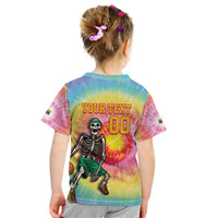 Lithuania Basketball Custom Kid T Shirt 100th Anniversary Skeleton Colorful Tie Dye - Wonder Print Shop