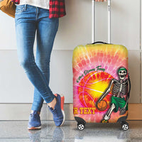 Lithuania Basketball Custom Luggage Cover 100th Anniversary Skeleton Colorful Tie Dye - Wonder Print Shop