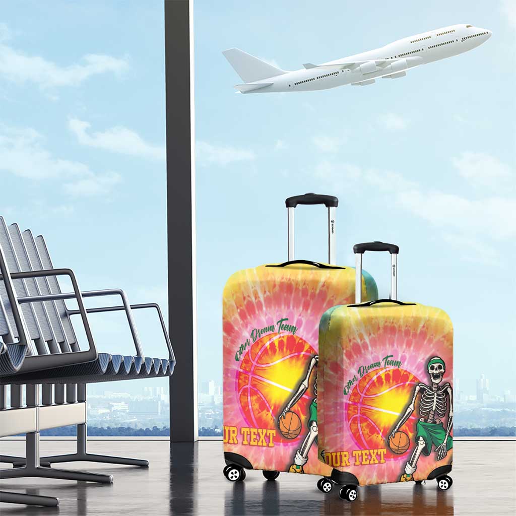 Lithuania Basketball Custom Luggage Cover 100th Anniversary Skeleton Colorful Tie Dye - Wonder Print Shop