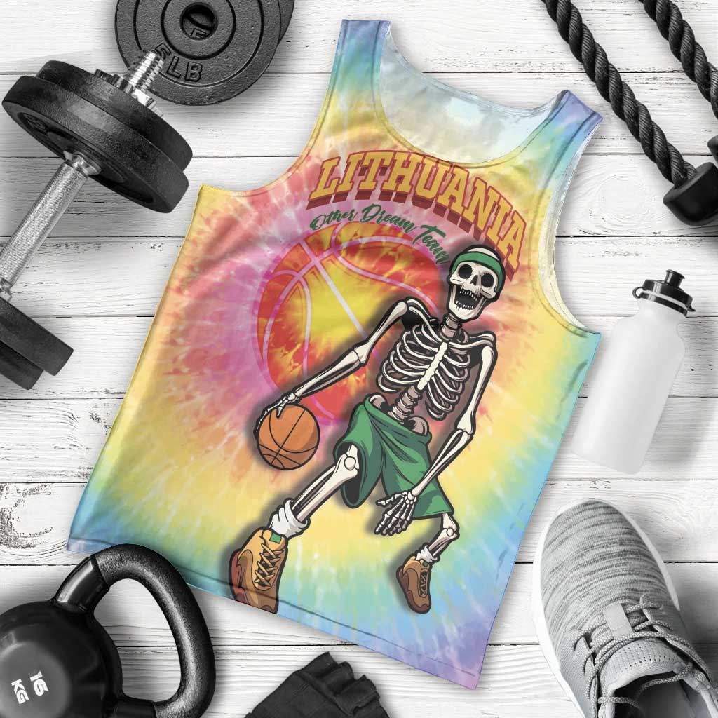 Lithuania Basketball Custom Men Tank Top 100th Anniversary Skeleton Colorful Tie Dye - Wonder Print Shop
