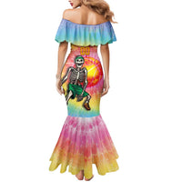 Lithuania Basketball Custom Mermaid Dress 100th Anniversary Skeleton Colorful Tie Dye - Wonder Print Shop