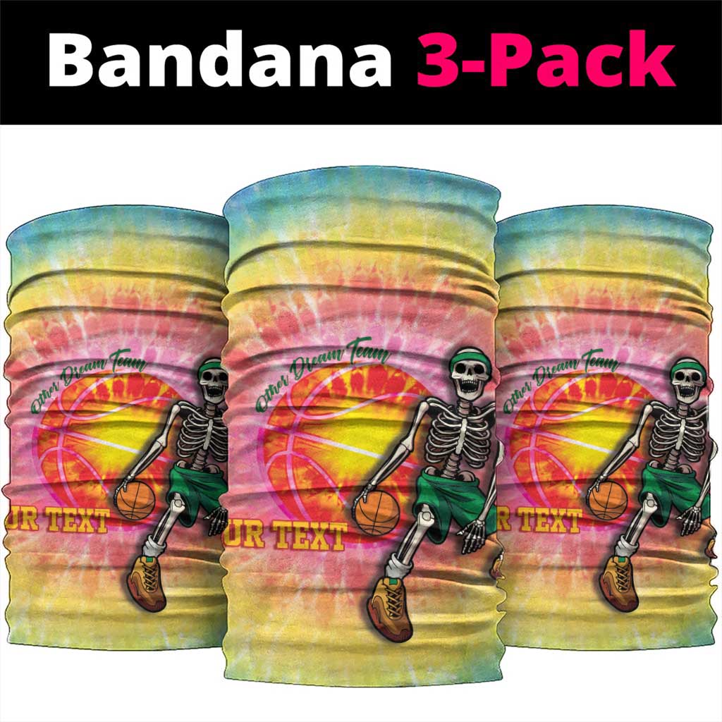 Lithuania Basketball Custom Neck Gaiter 100th Anniversary Skeleton Colorful Tie Dye LT14