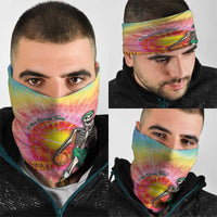 Lithuania Basketball Custom Neck Gaiter 100th Anniversary Skeleton Colorful Tie Dye LT14