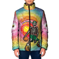 Lithuania Basketball Custom Padded Jacket 100th Anniversary Skeleton Colorful Tie Dye - Wonder Print Shop