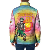 Lithuania Basketball Custom Padded Jacket 100th Anniversary Skeleton Colorful Tie Dye - Wonder Print Shop