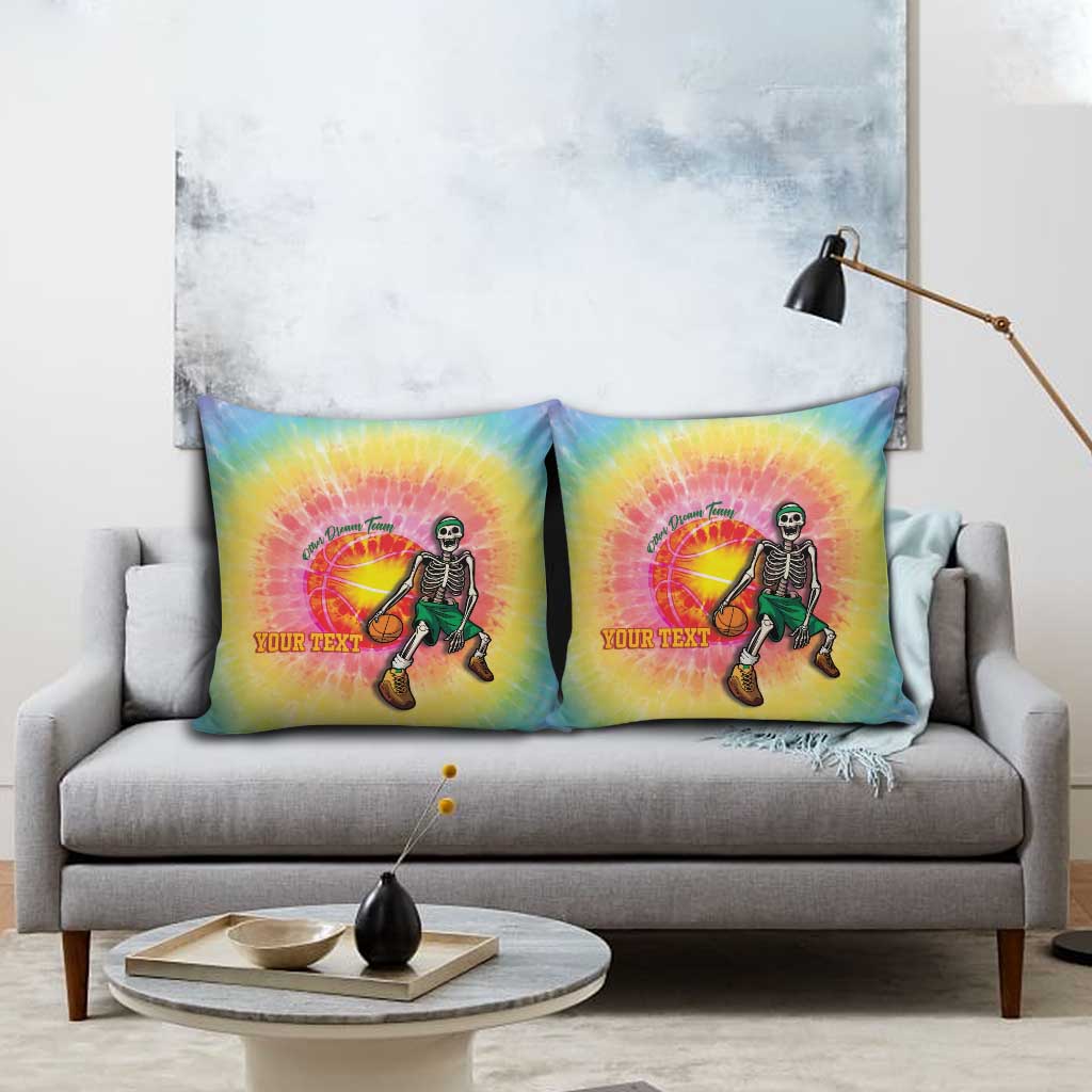 Lithuania Basketball Custom Pillow Cover 100th Anniversary Skeleton Colorful Tie Dye - Wonder Print Shop
