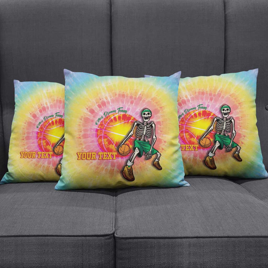 Lithuania Basketball Custom Pillow Cover 100th Anniversary Skeleton Colorful Tie Dye - Wonder Print Shop