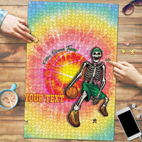 Lithuania Basketball Custom Puzzle 100th Anniversary Skeleton Colorful Tie Dye - Wonder Print Shop