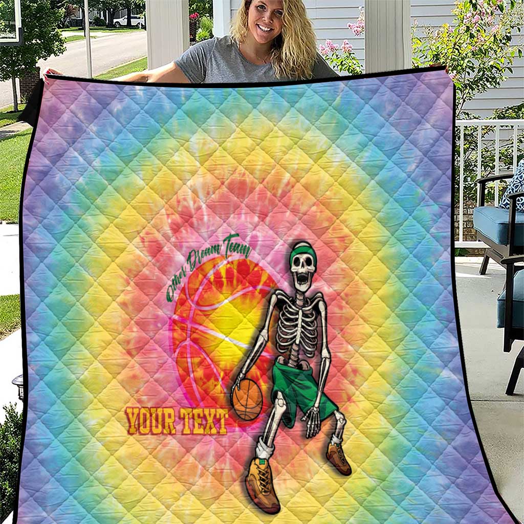 Lithuania Basketball Custom Quilt 100th Anniversary Skeleton Colorful Tie Dye - Wonder Print Shop