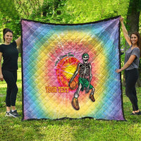 Lithuania Basketball Custom Quilt 100th Anniversary Skeleton Colorful Tie Dye - Wonder Print Shop