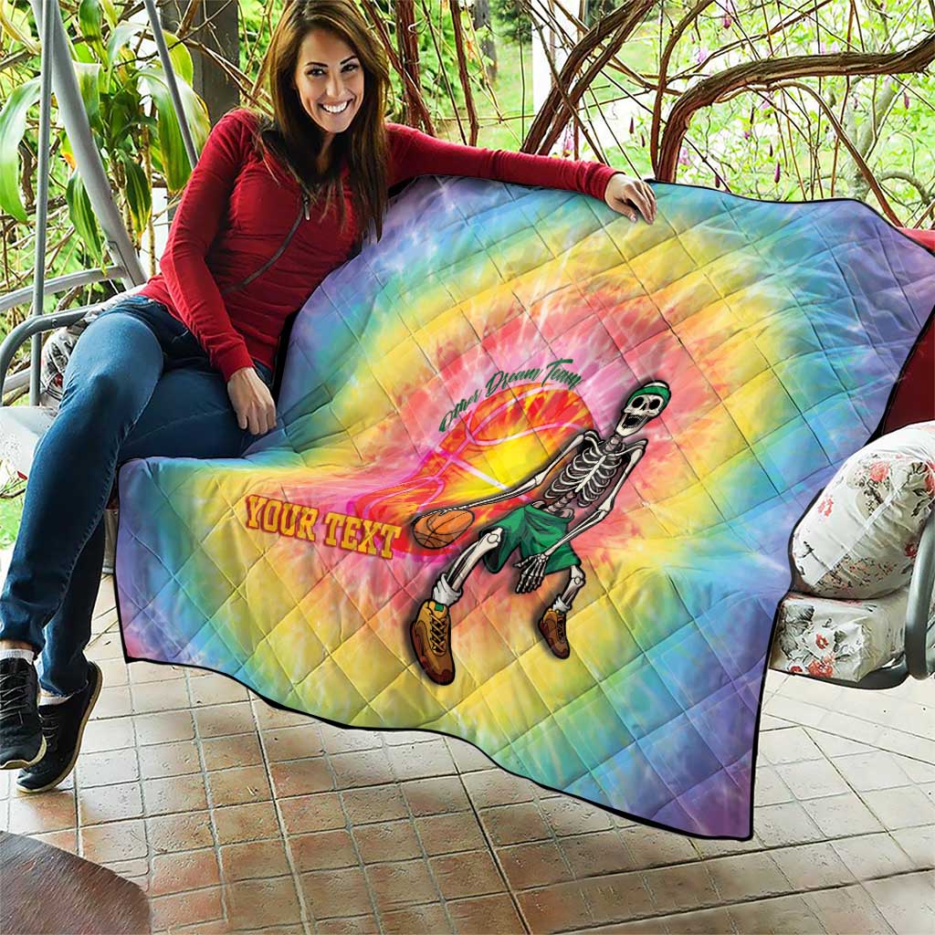 Lithuania Basketball Custom Quilt 100th Anniversary Skeleton Colorful Tie Dye - Wonder Print Shop