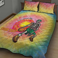 Lithuania Basketball Custom Quilt Bed Set 100th Anniversary Skeleton Colorful Tie Dye - Wonder Print Shop
