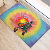 Lithuania Basketball Custom Rubber Doormat 100th Anniversary Skeleton Colorful Tie Dye - Wonder Print Shop