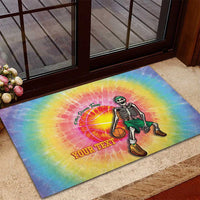 Lithuania Basketball Custom Rubber Doormat 100th Anniversary Skeleton Colorful Tie Dye - Wonder Print Shop