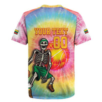 Lithuania Basketball Custom Rugby Jersey 100th Anniversary Skeleton Colorful Tie Dye - Wonder Print Shop