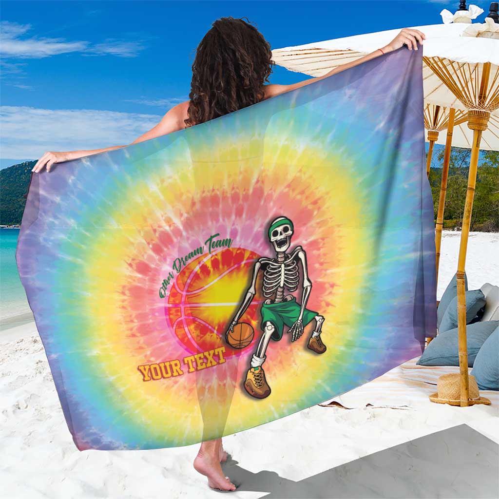 Lithuania Basketball Custom Sarong 100th Anniversary Skeleton Colorful Tie Dye - Wonder Print Shop