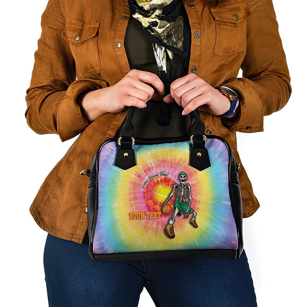 Lithuania Basketball Custom Shoulder Handbag 100th Anniversary Skeleton Colorful Tie Dye - Wonder Print Shop