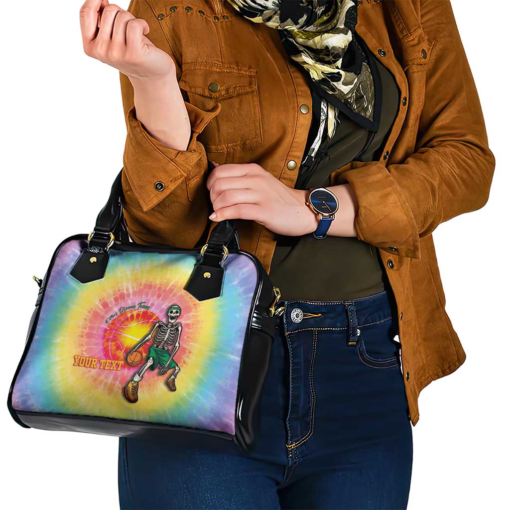 Lithuania Basketball Custom Shoulder Handbag 100th Anniversary Skeleton Colorful Tie Dye - Wonder Print Shop