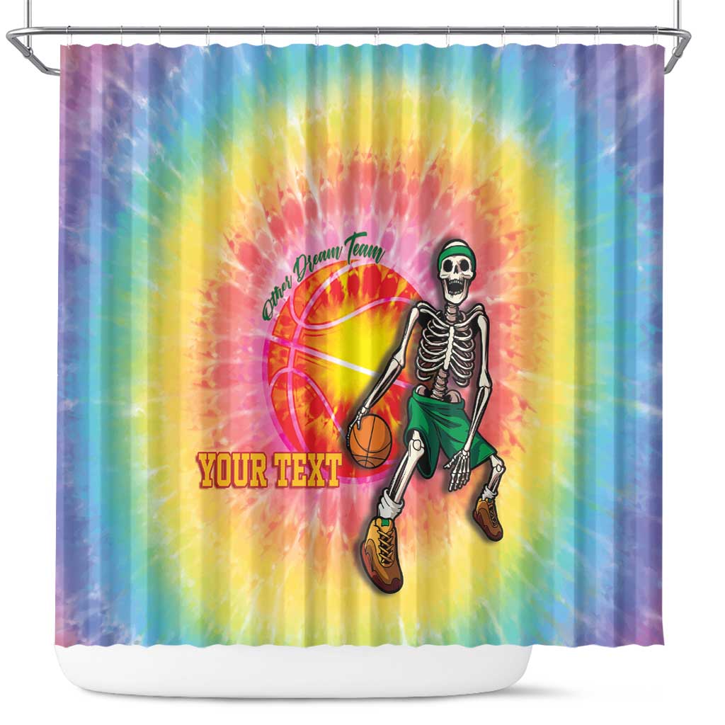 Lithuania Basketball Custom Shower Curtain 100th Anniversary Skeleton Colorful Tie Dye - Wonder Print Shop