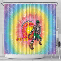 Lithuania Basketball Custom Shower Curtain 100th Anniversary Skeleton Colorful Tie Dye - Wonder Print Shop