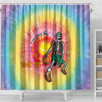 Lithuania Basketball Custom Shower Curtain 100th Anniversary Skeleton Colorful Tie Dye - Wonder Print Shop