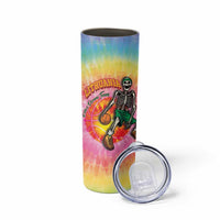 Lithuania Basketball Custom Skinny Tumbler 100th Anniversary Skeleton Colorful Tie Dye - Wonder Print Shop