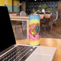 Lithuania Basketball Custom Skinny Tumbler 100th Anniversary Skeleton Colorful Tie Dye - Wonder Print Shop