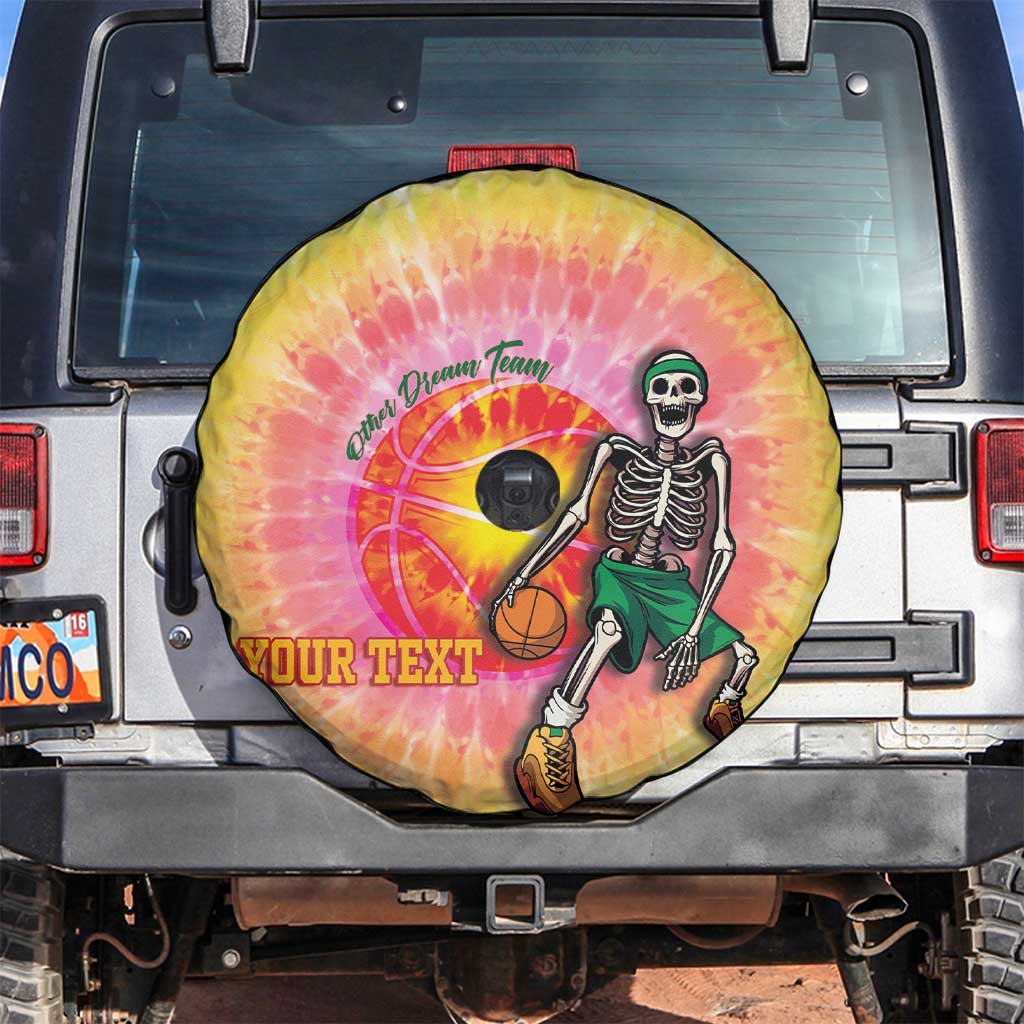 Lithuania Basketball Custom Spare Tire Cover 100th Anniversary Skeleton Colorful Tie Dye - Wonder Print Shop