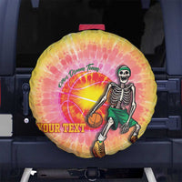 Lithuania Basketball Custom Spare Tire Cover 100th Anniversary Skeleton Colorful Tie Dye - Wonder Print Shop