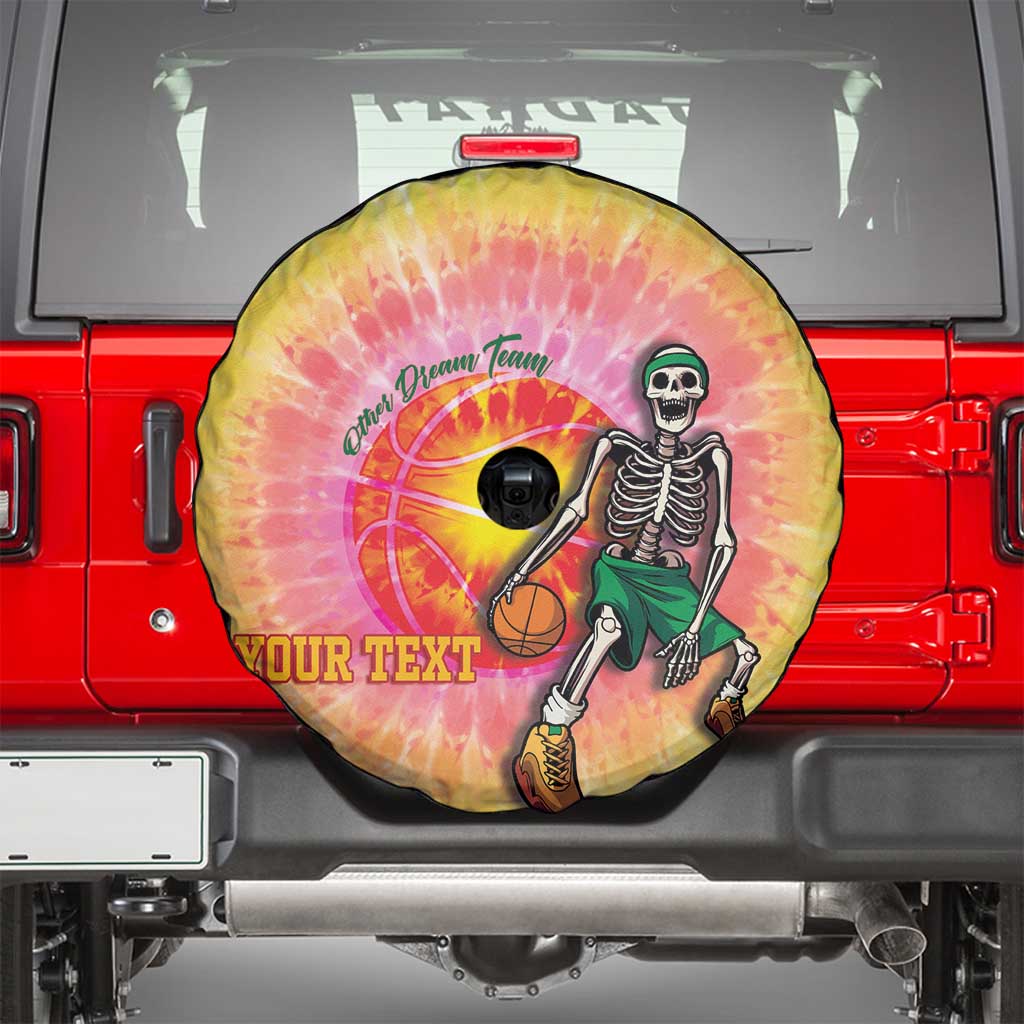 Lithuania Basketball Custom Spare Tire Cover 100th Anniversary Skeleton Colorful Tie Dye - Wonder Print Shop