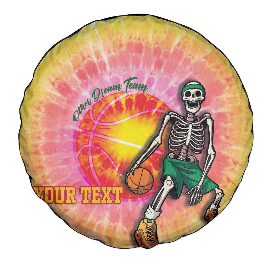 Lithuania Basketball Custom Spare Tire Cover 100th Anniversary Skeleton Colorful Tie Dye - Wonder Print Shop