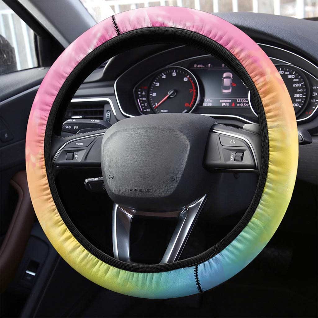 Lithuania Basketball Steering Wheel Cover 100th Anniversary Skeleton Colorful Tie Dye - Wonder Print Shop