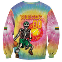 Lithuania Basketball Custom Sweatshirt 100th Anniversary Skeleton Colorful Tie Dye - Wonder Print Shop
