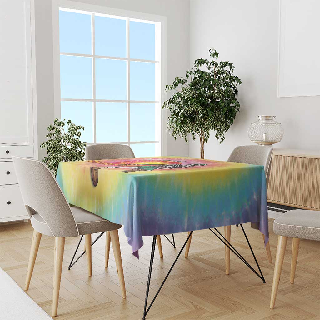 Lithuania Basketball Custom Tablecloth 100th Anniversary Skeleton Colorful Tie Dye - Wonder Print Shop