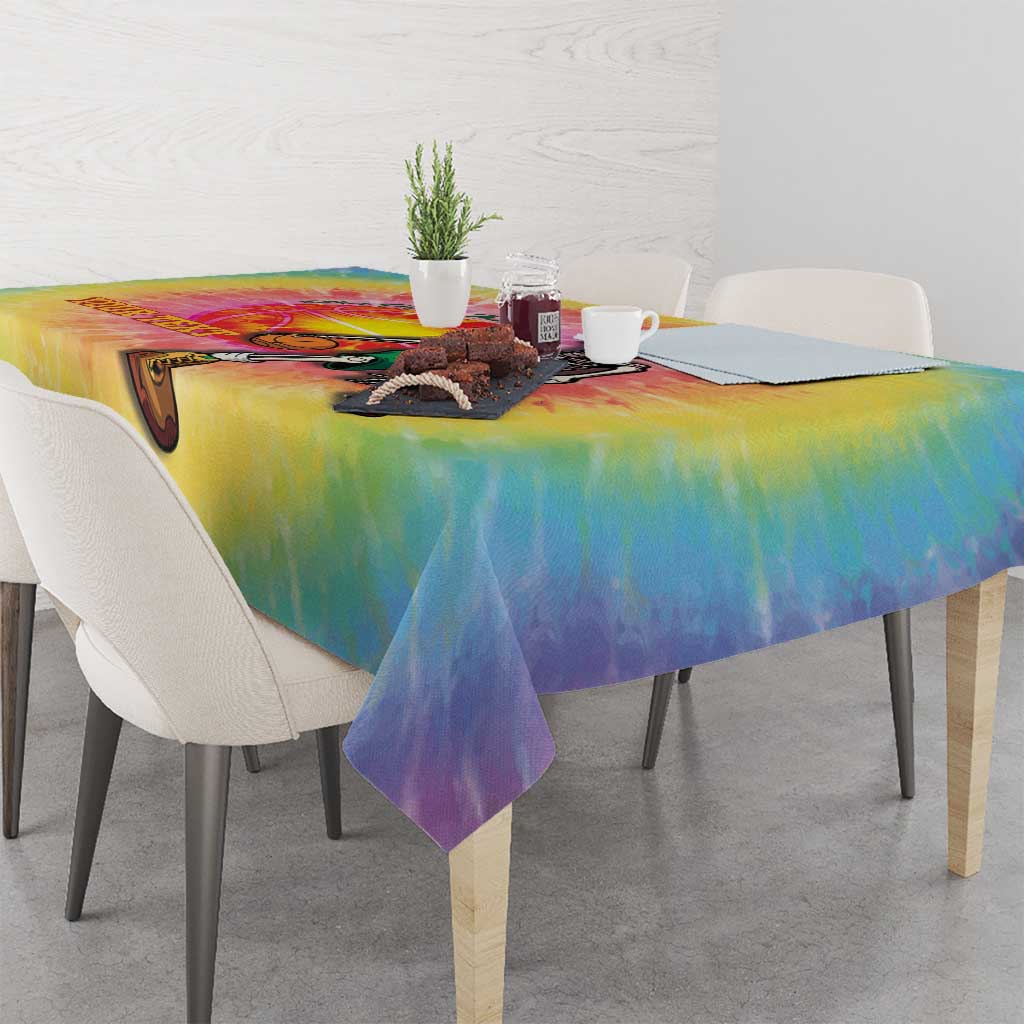 Lithuania Basketball Custom Tablecloth 100th Anniversary Skeleton Colorful Tie Dye - Wonder Print Shop